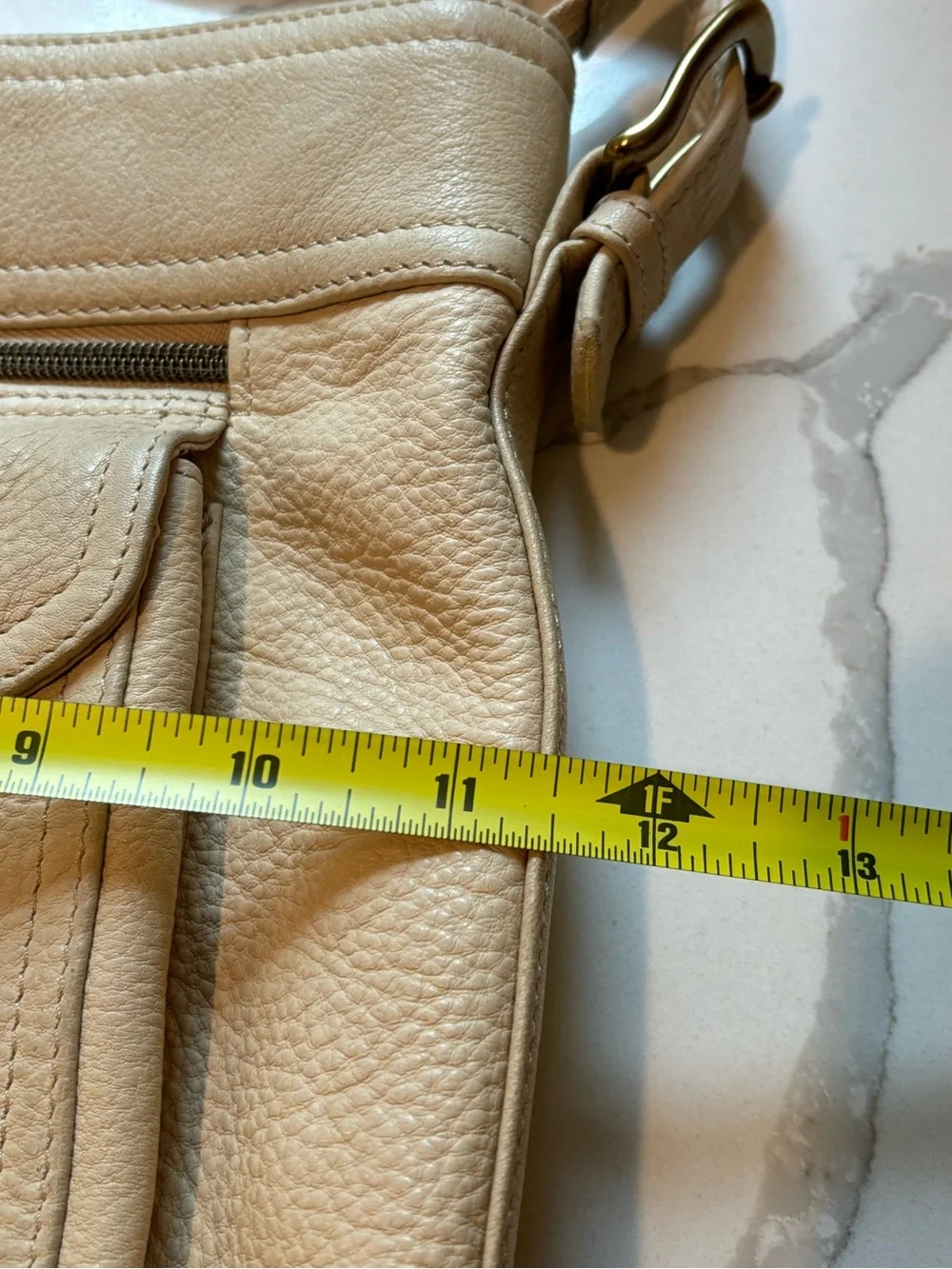 Fossil Vintage 1990’s Pebbled Leather Organizer Crossbody Light Beige 75082